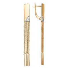 Серьги The Jeweller, красное золото, 585 проба, фианит, , золотистый