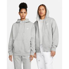 Толстовка спортивная NIKE NSW CLUB FLEECE HOODIE, размер XL, , Dark Grey Heather/Matte Silver/White