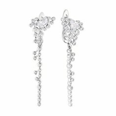Серьги с подвесками The Jeweller, серебро, 925 проба, родирование, фианит, , серебристый