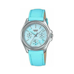 Наручные часы CASIO, серебряный, голубой