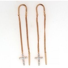 Серьги The Jeweller, красное золото, 585 проба, фианит, , золотистый