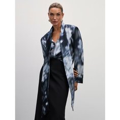 Блуза Zarina, размер XS (RU 42)/170, черный цветы крупные