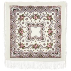 Платок Павловопосадская платочная мануфактура,125х125 см, бежевый