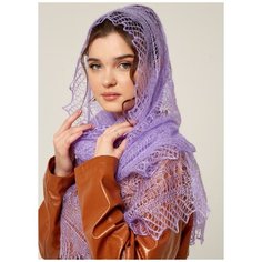 Палантин Русские мотивы,150х70 см, сиреневый