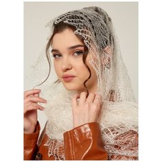 Палантин Русские мотивы,150х70 см, белый
