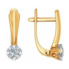 Серьги Яхонт, золото, 585 проба, бриллиант, , бесцветный