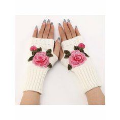 Митенки , размер 7.5, белый/розовый Wasabi Trend