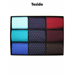 Носки Tezido, комплект, 9 пар, размер 41-46, коричневый, синий, голубой, красный
