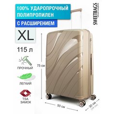 Чемодан Sweetbags, 125 л, размер XL, песочный