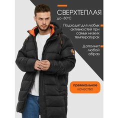 Куртка BEEZER Куртка мужская зимняя BEEZER с капюшоном, черная, стеганая, удлиненная, размер 54, чёрный