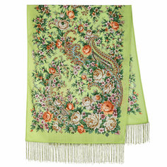 Шарф Павловопосадская платочная мануфактура,150х60 см, one size, зеленый