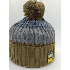 Шапка , размер 52/56, серый, зеленый Fahion