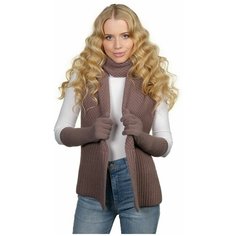 Шарф LAMBONIKA,170х28 см, one size, коричневый