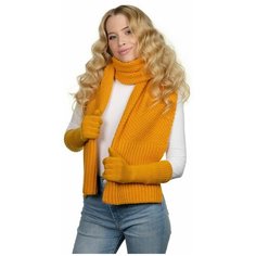 Шарф LAMBONIKA,170х28 см, one size, горчичный