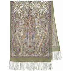 Шарф Павловопосадская платочная мануфактура,150х60 см, one size, зеленый