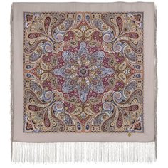 Платок Павловопосадская платочная мануфактура,89х89 см, бежевый