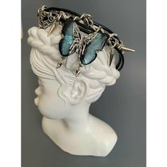 Колье, стекло, длина 45 см, blue Белый цвет