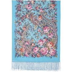 Шарф Павловопосадская платочная мануфактура,150х60 см, one size, голубой
