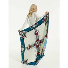 Платок Русские в моде by Nina Ruchkina,120х120 см, белый/синий