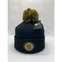 Шапка бини Шапка мужская женская зимняя спортивная Boston Bruins Бостон Брюинз желт, размер универсальный, чёрно-желтый Panapanama