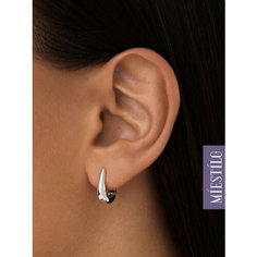 Серьги конго MIESTILO, серебро, 925 проба, родирование, длина 1.6 см, , белый, серебристый, серый