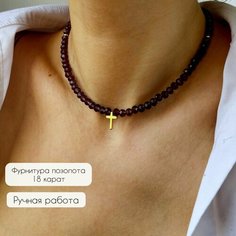 Чокер, аметист синтетический, длина 35 см, фиолетовый Нет бренда