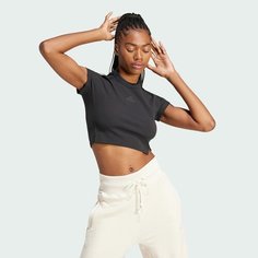 Кроп-топ adidas LOUNGE RIBBED CROP, размер L INT, black