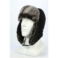 Шапка ушанка Karoca, размер 56, черный/серый