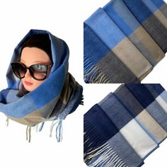 Шарф Florento,180х70 см, one size, синий/бежевый