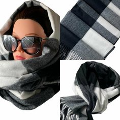 Шарф Florento,180х70 см, one size, черный, серый, белый