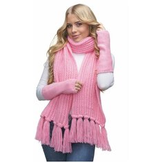 Шарф LAMBONIKA,215х29 см, one size, розовый
