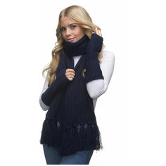 Шарф LAMBONIKA,215х29 см, one size, темно-синий