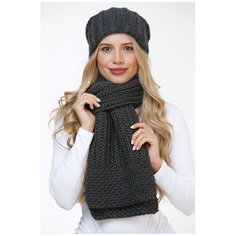 Шарф LAMBONIKA,180х23 см, one size, графит