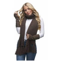 Шарф LAMBONIKA,215х29 см, one size, темно-коричневый