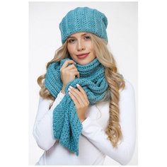 Шарф LAMBONIKA,180х23 см, one size, морская волна
