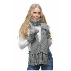 Шарф LAMBONIKA,215х29 см, one size, серый