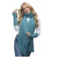 Шарф LAMBONIKA,215х29 см, one size, морская волна