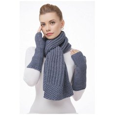 Шарф LAMBONIKA,180х23 см, one size, синий