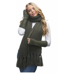 Шарф LAMBONIKA,215х29 см, one size, хаки