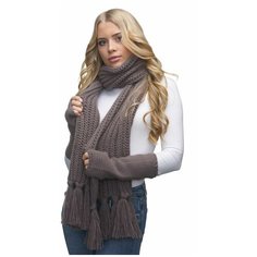 Шарф LAMBONIKA,215х29 см, one size, коричневый