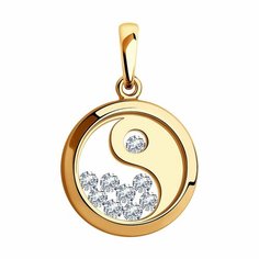 Подвеска Diamant online, красное золото, 585 проба, минеральное стекло, фианит, размер 2.3 см., прозрачный