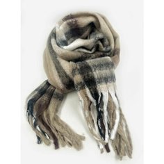 Шарф Cashmere Осень-зима 2024,180х40 см, универсальный, коричневый/бежевый