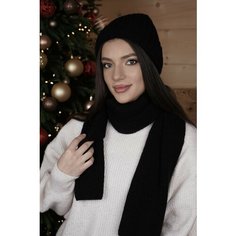 Комплект Шапка и шарф зимняя Teplota Brand, 2 предмета, размер One Size, черный Нет бренда
