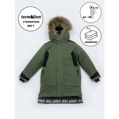 Пуховик Orso Bianco, размер 152, зеленый, черный