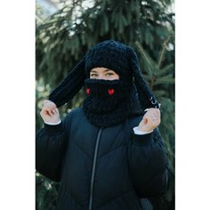 Шапка Балаклава заяц черный, размер 54, черный Нет бренда