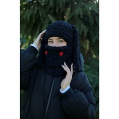 Шапка Балаклава заяц черный, размер 58, черный Нет бренда