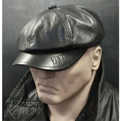 Кепка Kepi.su Еретик кожаная мужская шапка восьмиклинка, размер 61, черная