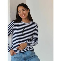 Лонгслив Берегите Птиц, размер XL, , бежевый, белый, синий