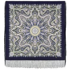 Платок Павловопосадская платочная мануфактура,89х89 см, синий