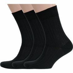 Носки RuSocks, комплект, 3 пары, размер 29 (44-45), рис. 01, черный